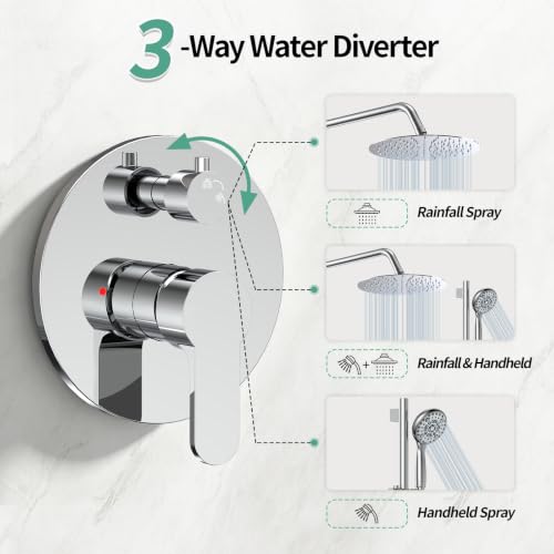 Image of SR SUN RISE 10 inch Shower Faucet Set with Shower Slide Bar,Polished Chrome