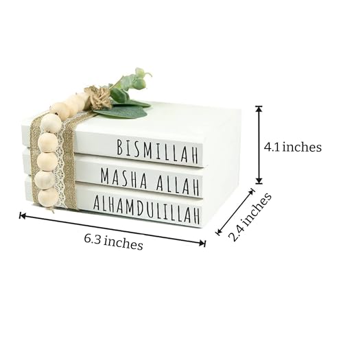 Dazingart Large Islamic Wooden Book Stack, Bismillah MashaAllah Alhamdulillah, Farmhouse Eid Ramadan Mubarak Tiered Tray Decor, Ramadan Decorations With Wood Bead Tassels Muslim Table Decor by Dazingart - Image 3