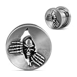 COOEAR Boucles d'oreilles gothiques sombres avec crâne pour femmes et hommes, tunnel d'ore...