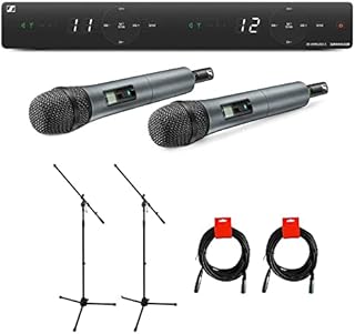Sennheiser XSW 1-835 Dual-Vocal Set with Two 835 Handheld Mic (A: 548 to 572 MHz) Bundle with 2X Mic Stand & 2X XLR Cable