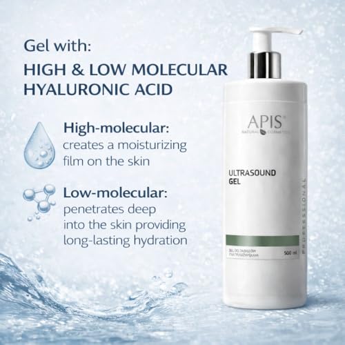 Apis Ultraschallgel - 500 ml - Mit hoch- und niedermolekularer Hyaluronsäure Für Sonophorese, Nadellose Mesotherapie & Ultraschallbehandlungen