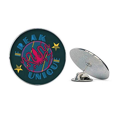Broche de chapéu de metal redondo com estampa de vida marinha de polvo colorido