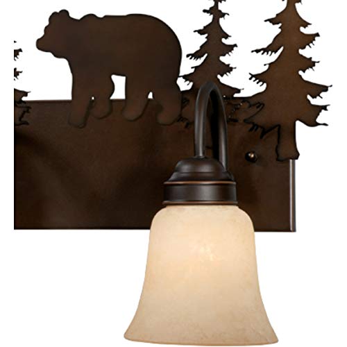 Image of 2 Light Rustic 17 Inch Bathroom Vanity Lighting Fixture in Bronze, Rustic Bear Bath Vanity Wall Light Lamp Moose Lighting Deer Lighting Bear Wall Light Vanity Light Lamp