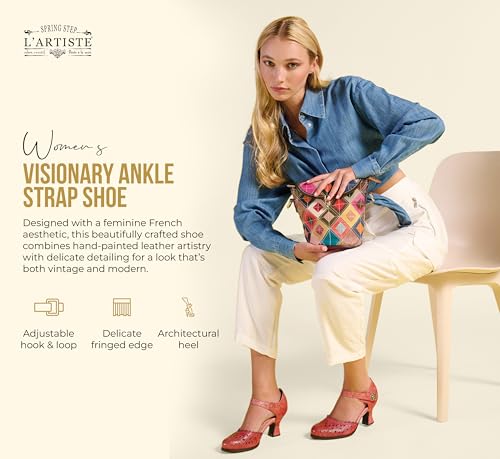 Spring Step L'Artiste Visionary Pump Shoes for Women | French Inspired Hand Painted Leather D'Orsay High Heels for Women with Ankle Strap4