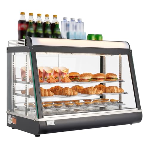 VEVOR 3-Tier Commercial Food Warmer Display, 1400W Food Display Warmer with LED Light, Top Storage