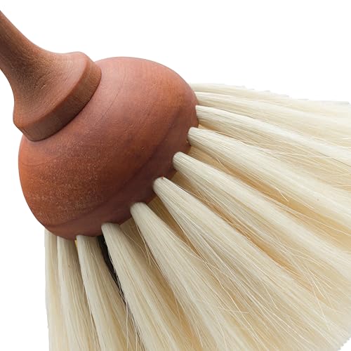 Image of REDECKER Goat Hair Dust Brush with Oiled Pearwood Handle, 13-1 /2 inches - Natural Bristle Duster Cleans Delicate Surfaces, Hanging Loop for Storage - Goat Hair Dusting Brush Made in Germany