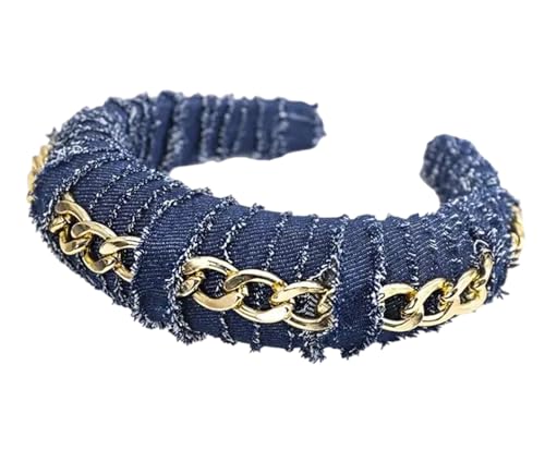LXLHWN Women's Solid Padded Denim Headband Thick Sponge Hairband With