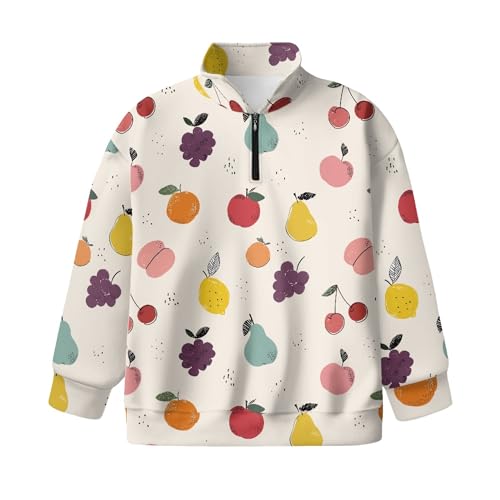 Image of AmzPrint Girls Graphic Quarter Zip Coat Long Sleeve Lightweight Oversized Athletic Running Hoodies For Kids Teen Girls
