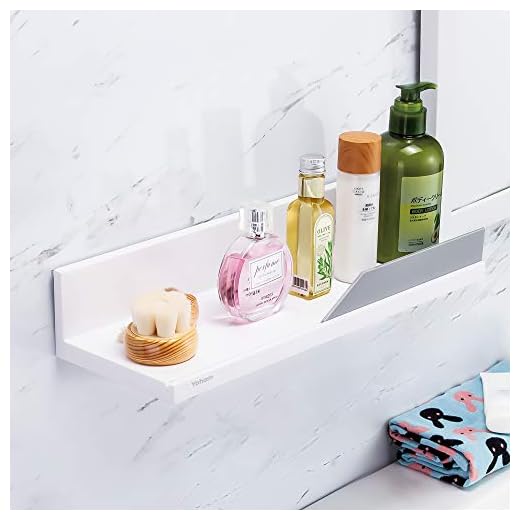 YOHOM Adhesivos Estantes Flotantes de Pared Blanco Estanteria Ducha sin Taladro Plástico Organizador Estante Baño Cesta para Ducha