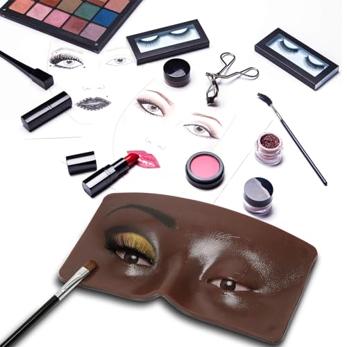 GFPGYQ 3D Eye Practice Board, Perfect Aid for Makeup Practicing, Reusable Silicone Face Mannequin for Beginners to Practice Eyeshadow Kit (Black)