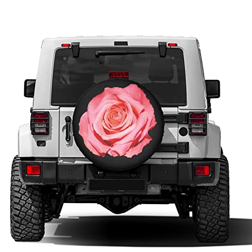 Image of Pink Red Rose in Full Bloom Spare Tire Cover Dust-Proof Wheel Tire Cover Fit Trailer, RV, SUV and Many Vehicle 15 Inch