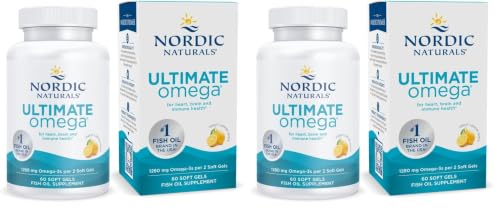 Image of Nordic Naturals Ultimate Omega, Lemon Flavor - 60 Soft Gels - 1280 mg Omega-3 - High-Potency Fish Oil Supplement with EPA & DHA - Promotes Brain & Heart Health - Non-GMO - 30 Servings (Pack of 2)