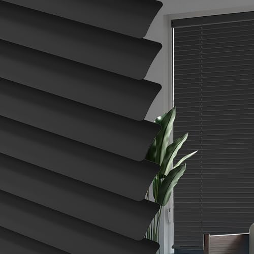IRUGS Persianas Venecianas Aluminio, Lamas De 2,5cm, Estores Privacidad, para Hogar Y Oficina,Montaje En Pared O Techo(Negro,80 Ancho x 200 Alto cm)