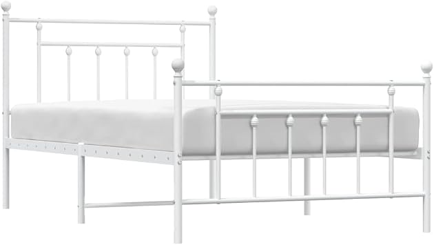 Classic Bed Frame with Headboard and Footboard, Sturdy Metal Bed Frame with Storage Space and Metal Slats with Center Legs