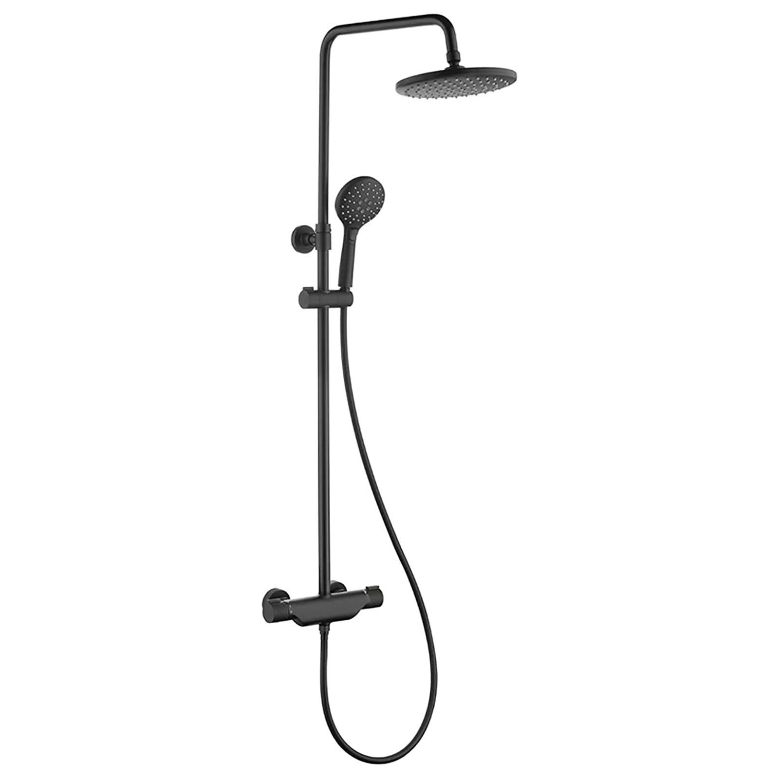 Système de douche à effet pluie noir 8" combiné de douche murale en laiton