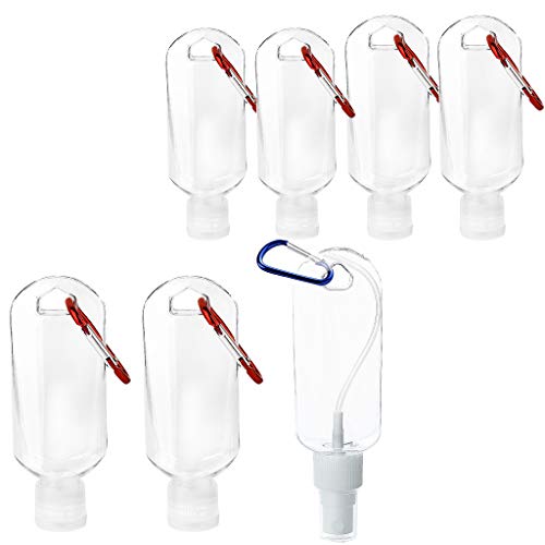 Preisvergleich Produktbild Femongy Reiseflaschen Set, Reiseflaschen Set mit Schlüsselanhänger, Auslaufsichere Leere Quetschbehälter, Plastikflaschen Klappverschluss mit Karabiner, Reiseflasche Flaschen (30 / 50 / 60 ml, 7 Stück)