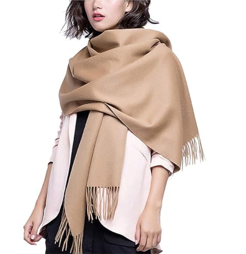 [MINNUO] 内モンゴル産 ストール カシミヤ100％ 200*70cm 大判サイズ光沢輝き レディース 秋冬用 防寒 おしゃれ 高級マフラー (キャメル)