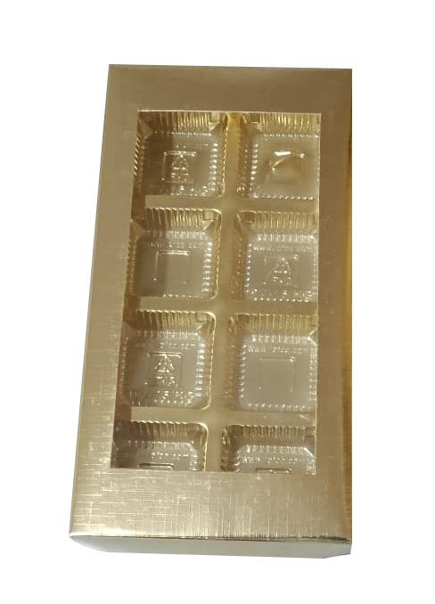 Nips Packaging Cavity boxes, Empty Chocolate Boxes, Golden Coloured cavity box (8 Cavity set, Pack of 30)