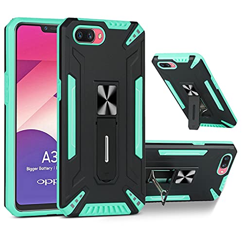 Hicaseer Case for Oppo A3s,Ultra-Thin Shockproof Soft TPU 2-in-1 Silicone Bumper Cover Brackets Magnetic Cover Case for Oppo A3s/A12e 6.2