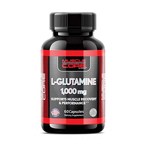Muscle Core L-Glutamine 1000mg Capsules I Support Muscle Recovery & Performance I Free from Artificial Flavors, Colors, Sweeteners & Preservatives I 60 Capsules