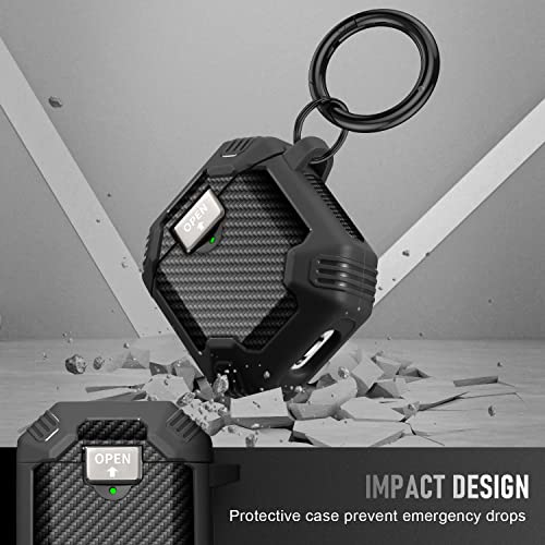Maxjoy Compatible With Airpods 1St & 2Nd Generation Case, Full Body Rugged Carbon Fiber Hard Shell Protective Case Cover With Keychain For Airpods 1St & 2Nd Generation Case, Black #TOP4