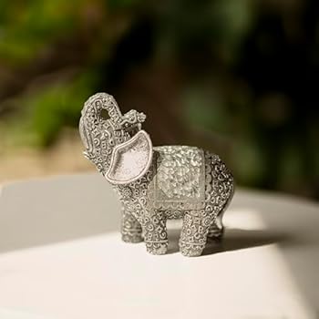 Marco Paul Silver Mosaic Elephant Statue with Mirror Modern Marco Paul Silver Mosaic Elephant Statue with Mirror Modern