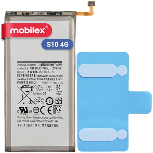 MOBILEX® Batería EB-BG973ABU para Samsung Galaxy S10 4G | 3400mAh - OEM | Interna Repuesto con Adhesivo | Capacidad Original