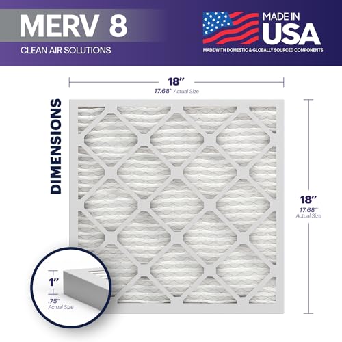 Image of BNX TruFilter 18x18x1 Air Filter MERV 8 (6-Pack) - MADE IN USA - Dust & Pet Defense Air Conditioner HVAC AC Furnace Filters for Dust, Pet, Mold, Pollen MPR 600 - 700 & FPR 5