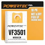POWERTEC PRO VF3501 Size C Wet Pickup Shop Vac Bags for Ridgid 10 Pack, 3-4.5 Gal. Wet or Dry Dust and Debris Collection Dust Bags for Ridgid 4000RV, WD40700 Wet Dry Vacuums (75087-P2)
