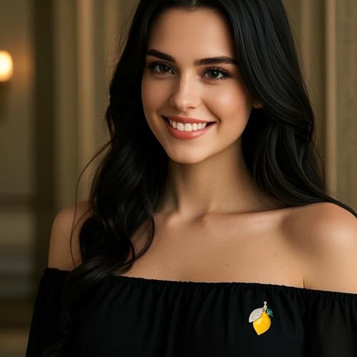 Image of Enamel Fruit Brooch for Women Rhinestones Fruit Lapel Pin Elegant Fruit Brooches Jewelry Gift, Perfect for Dresses Hat Bag