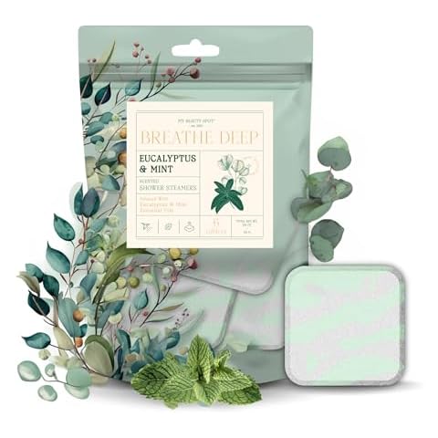 My Beauty Spot Shower Steamers Aromatherapy 6pcs Shower Tablets Aromatherapy, Eucalyptus for Shower - Eucalyptus, Mint, Lavender, Jasmine, Rose and Essential Oils, Shower Aromatherapy Steamers Cover