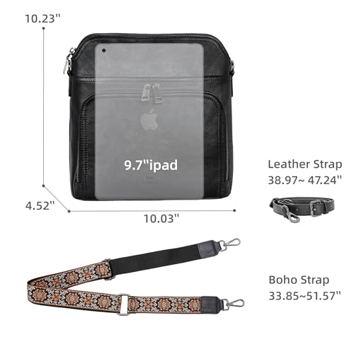 Image of Iswee Leather Crossbody Bags for Women Multi Pockets Medium Shoulder Bag Lightweight Functional Travel Purse