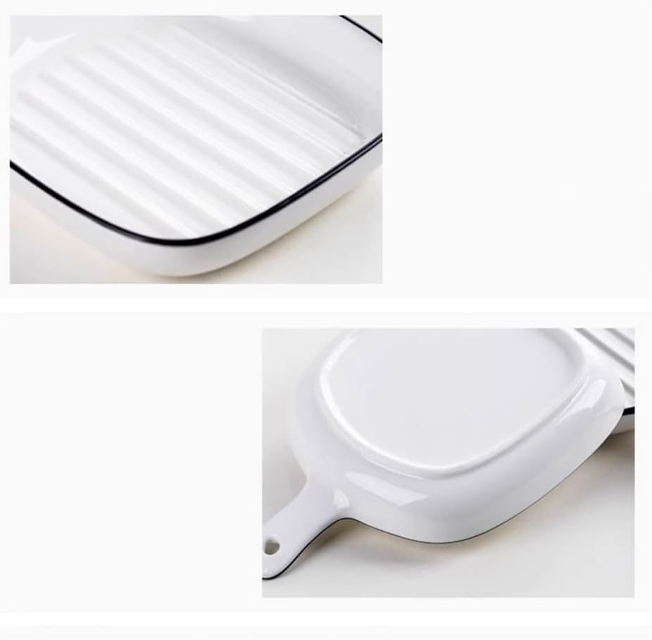 Casserole Dish Household Microwave Oven Baking Dish Baked Rice Plate Creative Special Ceramic Handle Tableware
