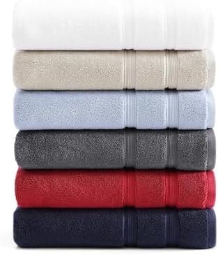 Tommy Hilfiger β Bathroom Towels, Soft Cotton Washcloths, Bath & Hand Towel Set, Zero Twist, Medium Weight & Highly Absorbent, Set of 6, College Dorm Room Essentials (Harborside Charcoal) - 2