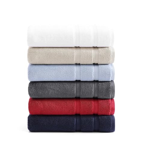 Tommy Hilfiger – Bathroom Towels, Soft Cotton Washcloths, Bath & Hand Towel Set, Zero Twist, Medium Weight & Highly Absorbent, Set of 6, College Dorm Room Essentials (Harborside Beige) by Tommy Hilfiger - Image 3