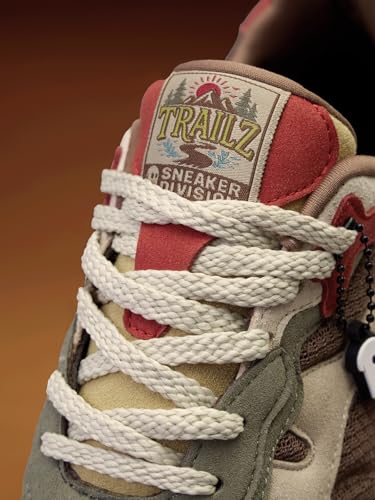 Image of The Souled Store Trailz: Men and Boys Low Top Sneakers Modern Retro Runner Breathable Mesh and Microfiber Suede Cushioned Insole Lugged Outsole Lace Up