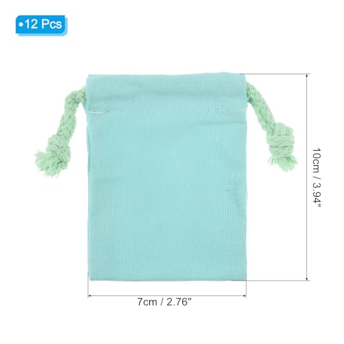 PATIKIL 100% Cotton Reusable Drawstring Bags, 3x4 Inch 12 Pack Multipurpose Washable Cotton Dust Bags, Luggage Organizer, Travel Essentials Storage Pouch, Turquoise2
