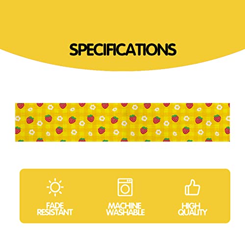 Eddert Strawberry Table Runner Buffalo Plaid Check Spring Summer Fruit Birthday Baby Shower Party Kitchen Dinning Home Decoration #TOP4