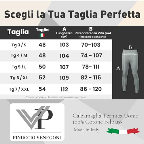 Vp Pinuccio Venegoni - Mutande Lunghe Uomo Grigie/Nere Pacco Da 2 | Calzamaglia Uomo Invernale In Caldo Cotone Felpato Morbida E Traspirante, Vestibilità Perfetta - S/Xxl - 7