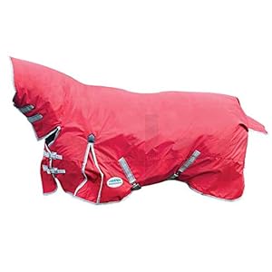 WeatherBeeta ComFiTec Classic Combo Neck Lite Horse Blanket, Red/Silver/Navy, 75″