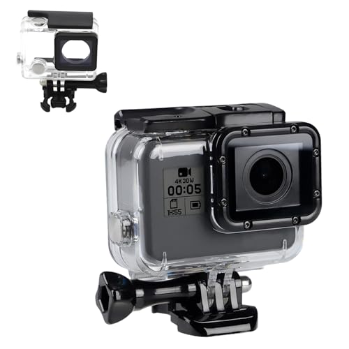 Eruceky Impermeable Carcasa Cámara de Acción, Funda Resistente al Agua Protectora for GoPro Hero 4, Funda Impermeable Carcasa Protectora, con Tornillo de Fijación y Base Protección Submarina 45 m