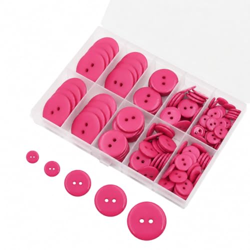 160pcs Rose Red Buttons for Crafts, Assorted Sewing Buttons 5 Sizes