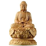 DJY-JY Decoración del hogar Escultura de Buda, Sakyamuni Escultura Budista Fundador Estatua de Buda Adornos Budistas Creyentes Budistas Tallado en Madera Artesanías para el hogar