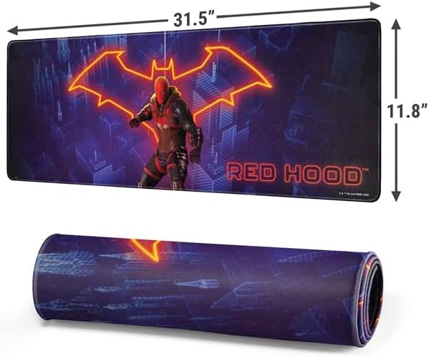 Skinit Large Gaming Mouse Pad - Officially Licensed Red Hood Design with Stitched Edges, Waterproof, Non-Slip Rubber Base, Desk Mat for Keyboard & Mouse, 31.5" x 11.8" inches