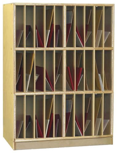 Childcraft 1439525 Cubby Portfolio Mailbox Storage Unit, Vertical, Wood, 35-3/4" x 14-3/4" x 29-1/2", Natural Wood Tone