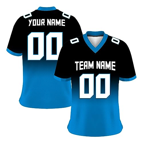 Custom Football Jersey Men Women Youth Mesh Gradient Personalized Name Number Football Team Game Day Clothing Fans Gift Black-Blue