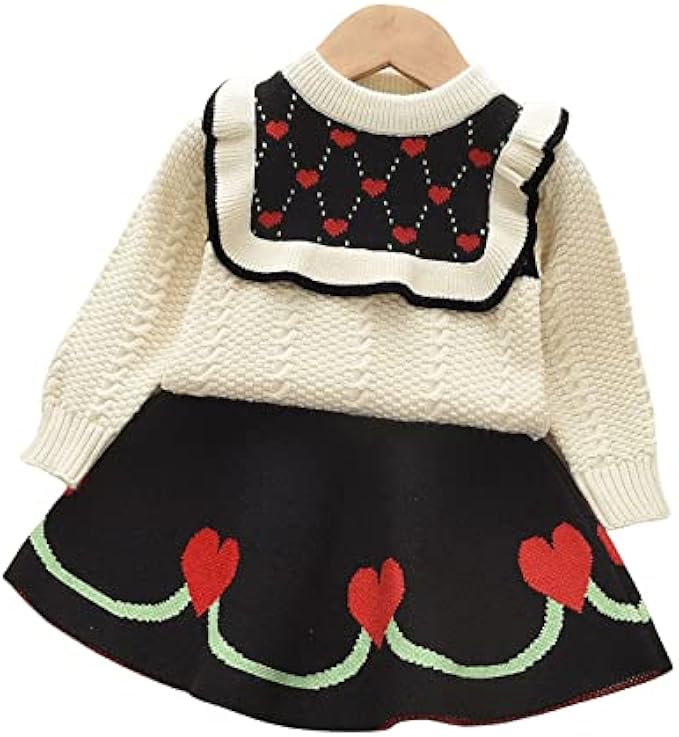 Kids Babys Toddlers Girls Spring Winter Knit Sweater Thick Long Sleeve Skirts Set Outfit Clothes 3 6 Months