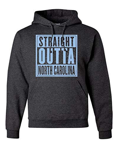 XX-Large Black Heather Mens Straight Outta North Carolina Sweatshirt Hoodie