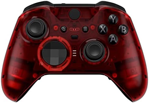eXtremeRate Scarlet Red Soft Touch Grip Faceplate Cover, Front Housing Shell Case Replacement Kit for Xbox One Elite Series 2 Controller Model 1797 - Thumbstick Accent Rings Included