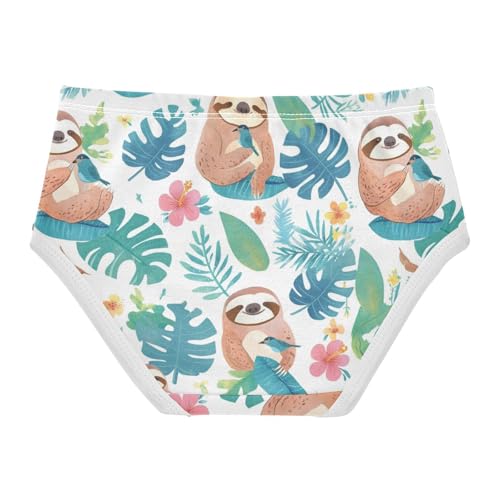 Wusikd Cute Sloth Girls' Underwear Cotton Tropical Forests Girls Briefs Soft Toddler Underwear 2T2